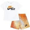NIKE B NSW ELEVATE TEE + SHORT SET BIANCO/ARANCIONE/NERO