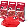Pritt Rullo adesivo permanente, alloggiamento in plastica riciclata, 16 m x 8,4 mm, nastro adesivo Premium + 3 ricariche Eco Pack