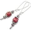 ThurColas Orecchini Thurcolas in stile vintage in diaspro imperiale rosso montati su cerchi in acciaio inossidabile fantasia