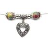 ThurColas Collana per donna in perle di giada naturale colorate in verde, rosso e bianco e pendente in filigrana a forma di cuore