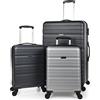 ITACA - Set valigie - Set Valigie Rigide Offerte. Valigia Grande Rigida, Valigia Media Rigida e Bagaglio a Mano. Set di Valigie con Lucchetto Combinazione TSA 771300, Antracite/Argento/Antracite