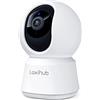LAXIHUB Pan Tilt Indoor Security Camera, 2 K Full HD Smart Baby Monitor Pet Camera con telefono APP, visione notturna, audio bidirezionale, rilevamento del suono del movimento, funziona con Alexa