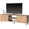 Muebles Pitarch | Mobile TV con gambe 2 ante e scaffale, mobile TV industriale, rovere gold, 55x160x40 cm, modulo salotto, moderno, modello Oslo
