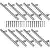 Yrlehoo 10 Pezzi Moderna T barra maniglie acciaio inox satinato distanza fori per ante cucina mobili armadio mobile bagno cassetto guardaroba (96mm)