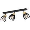 Eglo Stillington 1 FSC100HB - Lampada da soffitto a 3 luci con faretti spot orientabili, dal design industriale in metallo nero e legno naturale, con attacco E27
