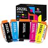 Hookink 202XL Compatibili per Cartucce Epson 202 XL Multipack per Expression Premium XP-6000 XP-6100 XP-6005 XP-6105 (1 Nero 1 Foto Nero 1 Ciano 1 Magenta 1 Giallo)