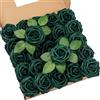 DuHouse 25 rose artificiali con steli veri fiori in schiuma per bouquet da sposa fai da te, centrotavola per feste e feste e decorazioni per la casa, colore: verde
