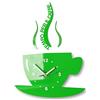 FLEXISTYLE Orologio da parete da cucina tazza LA TAZZINA Tempo per il caffè nera silenzioso moderno per bar 3 d decorativo (verde)