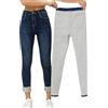 Yehopere Jeans da Donna in Pile Invernale, Imbottiti, Slim Fit, Caldi, Skinny a Vita Alta, Blue Darkwashed, M