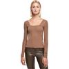 Urban Classics Ladies Rib Squared Neckline Longsleeve, T-shirt, Donna, Verde (Darkkhaki), XS