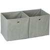Relaxdays Set da 2 Cestini Porta-Oggetti , Quadrati, per lo Scaffale, Scatole a Forma di Cubo, 30x30x30 cm, Grigio