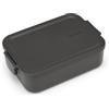 Brabantia - Make & Take Lunch Box M - Spazio per Panini - Coperchio con Clip - Adatto per Congelatore - Adatto per Lavastoviglie & nel Microonde - Dark Grey - 20 x 13,5 x 5,5 cm