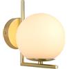 B·LED BARCELONA LED BARCELONA LED Applique da Parete a Sfera in Vetro Bianco Opalino Oro Margaret Vintage Moderno, Lampada da Parete Interno Rotonda in Cristallo e Metallo Dorato E27 per Soggiorno Corridoio Ingresso