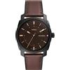 Fossil Orologio Machine da uomo, movimento al quarzo con data a tre lancette e cinturino in pelle o acciaio inossidabile, 42 mm, Marrone chiaro