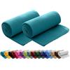 wometo Set di 2 coperte in pile polare, OekoTex, 130 x 160 cm, circa 400 g di peso, con effetto anti-pelucchi e bordo rimagliato, colore: turchese/petrolio