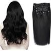 Beyond Your Thoughts 35-55cm Capelli veri 100% Extension con Clip di capelli veri 100% naturali Extension per Capelli 5 colori 10 Pezzi 120g Full Head 100% Remy Human Hair (1#,Jet Black,14/35cm)