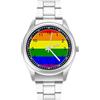 ARIESLEI65 LGBT Pride Flag Divertente orologio al quarzo in lega orologio decorativo per uomini d'affari donne con design stampa modello