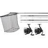 JRC Jrc Rova Carp Fishing Set Up una Combinazione di Qualità per la Pesca Alla Carpa che Include Canne Curve da 3 Libbre, Mulinelli 7000, Rete da Sbarco e Manico per Rete da Sbarco, Nero
