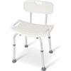 Dunimed - Sgabello da doccia, regolabile in altezza, antiscivolo, 39 - 52 cm (Con schienale)