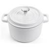 XSQUO Useful Tech OGT-2R24B Cocotte - Pentola in ghisa rotonda con rivestimento ceramico vetrificato, con coperchio Gourmet Tools (bianco, 24 cm)