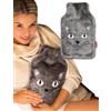 soxo Borsa Acqua Calda 1,8 Litri - Musei Hot Water Bottle | cane e gatto, adatto per bambino, calore confortevole dell'acqua