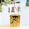 LaJao Portacandela rotante stile carosello placcato argento con ciondoli a tema amore, gufi, foglia di ginko, stelle, decorazione natalizia per casa, regalo per matrimonio, mamme, donne, mogli, compleanni