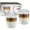 Creano Set 2 Bicchieri Termici Doppia Parete 250ml - Vetro Borosilicato Resistente, Mantiene Caldo e Freddo, Ideale per Caffè, Tè, Latte- Lavabile in Lavastoviglie