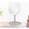 DRW Specchio da bagno regolabile con illuminazione LED in acrilico bianco 19,5x18x19,2cm