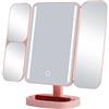 DRW Specchio da bagno regolabile con illuminazione LED Variabile in acrilico Rosa 18x11x29cm