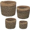 DRW Set di 4 cestini di erba di mare in naturale e nero 35 x 30, 30 x 25, 25 x 20 e 20 x 15 cm