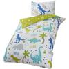 Rapport Home Rapport Roarsome Dinosaur- Set copripiumino reversibile, 2 pezzi, singolo, Kidz