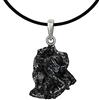 CLEVER SCHMUCK - Ciondolo a forma di meteorite composto da vera stella cadente, con passante in argento 925 e certificato, con cinturino in caucciù nero, 45 cm