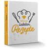Itenga Quaderno per Ricette A5 Con Motivo Laminato - Raccoglitore a 2 Anelli, Giallo e Grigio