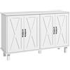 HOMCOM Credenza Moderna a 4 Ante con Ripiani Regolabili e 5 Gambe per Cucina e Soggiorno, Mobile Multiuso in MDF, 120x37x75cm, Bianco | Aosom Italy