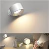Mexllex Lampada da parete per interni, lampada da parete con ricarica USB a batteria, 3 colori e 3 livelli di luminosità Luce da parete 360° rotante Touch Control Luci da parete senza fili