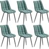 WOLTU BH142ts-6 Sedie Sala da Pranzo Design Retrò Sgabello Imbottito con Rivestimento in Velluto Azzurro 6 Pezzi