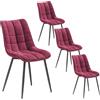 WOLTU BH142bd-4 4X Sedie Sala da Pranzo Vintage Sgabello Imbottito con Rivestimento in Velluto Bordeaux
