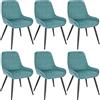WOLTU Set di 6 Sedie da Pranzo con Schienale Curvo, Sedie Ergonomiche in Velluto e Metallo, Poltroncina imbottita per Salotto, Ufficio, Camera da Letto, Turchese BH331ts-6