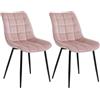 WOLTU Sedie da Pranzo con Schienale senza Braccioli Sgabello in Velluto per Cucina Rosa BH142rs-2