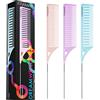 FRAMAR Dreamweaver Set di pettini per highlighter - Pettine per capelli a coda di topo con coda in metallo, pettine per parrucchiere, pettine a coda di spillo - Confezione da 3 pastelli