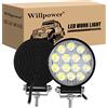Willpower Faro LED Trattore 10cm 42W Faretto LED Luci di Lavoro Auto | 2PCS Fendinebbia LED 7, Spot, 6000K Bianco, Impermeabile IP67, per 4x4 Barca Camion Agricolo Fuoristrada