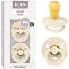 BIBS Colour Ciuccio, 18-48 mesi, confezione da 2, Ivory | Tettarella rotonda | Lattice di gomma naturale | Taglia 3 | Senza BPA | Prodotto in Danimarca | Scudo anti-irritazione