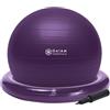 Gaiam Essentials Balance Ball & Base Kit, 65 cm Yoga Ball Chair, palla da ginnastica con base ad anello gonfiabile per la casa o l'ufficio scrivania, include pompa ad aria, viola