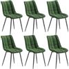 WOLTU BH142dgn-6 Sedie Sala da Pranzo Design Retrò Sgabello Imbottito con Rivestimento in Velluto Verde 6 Pezzi