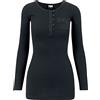 Urban Classics Ladies Long Rib Pocket Turnup Tee Donna Maglia Maniche Lunghe nero XS