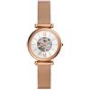 Fossil Carlie Mini Automatic Orologio da donna, movimento automatico, cassa in acciaio inossidabile oro rosa da 28 mm con bracciale a maglie in acciaio inossidabile, ME3188