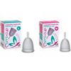 MAMICUP Silicone Medicale 100% Made in Italy, Coppetta Mestruale Morbida, Anallergica, Priva di Lattice e Ftalati (2 Coppette Trasparenti, Taglie M+L)