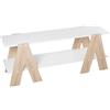 DRW Tavolo TV con Gambe Legno Bianco e Rovere 120 x 38 x 46 cm, ripiano 120 x 34 x 1,8 cm, 120x38x46cm, balda 120x34x1,8cm