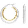 LeCalla 925 Orecchini a cerchio bicolore in argento 925 Gioielli placcati oro 14K con struttura bicolore Orecchino a tubo rotondo a doppio cerchio per donna - 35 mm