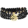 COAI Bracciale Buddista Rosario Mala 108 Perline di Pietre Dure Naturali Ossidiana Nera Acrobaleno